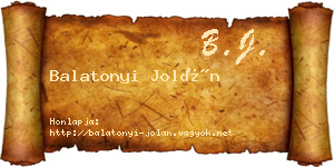 Balatonyi Jolán névjegykártya